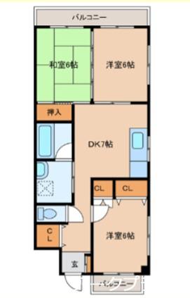 カームメント新町I(3DK/2階)の間取り写真