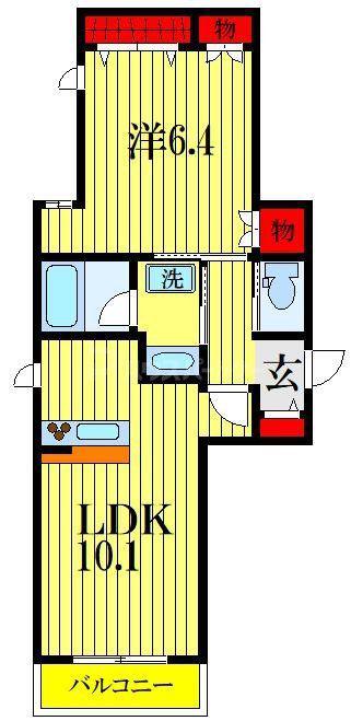 グランベル津田沼(1LDK/2階)の間取り写真