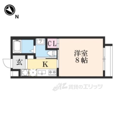QUALIE京大前(1K/2階)の間取り写真