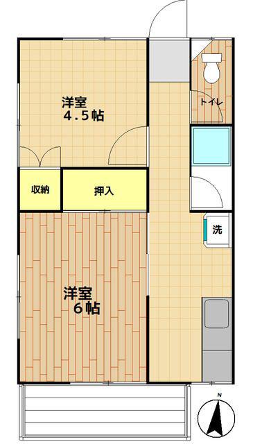 笹原荘(2K/2階)の間取り写真
