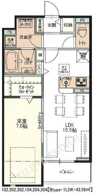 コンシェルジュ末広II(1LDK/3階)の間取り写真
