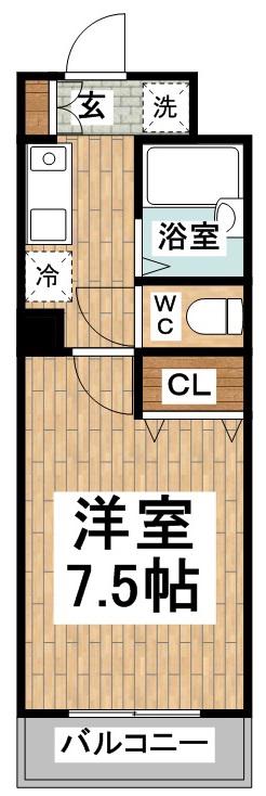 ブルースカイ(1K/4階)の間取り写真