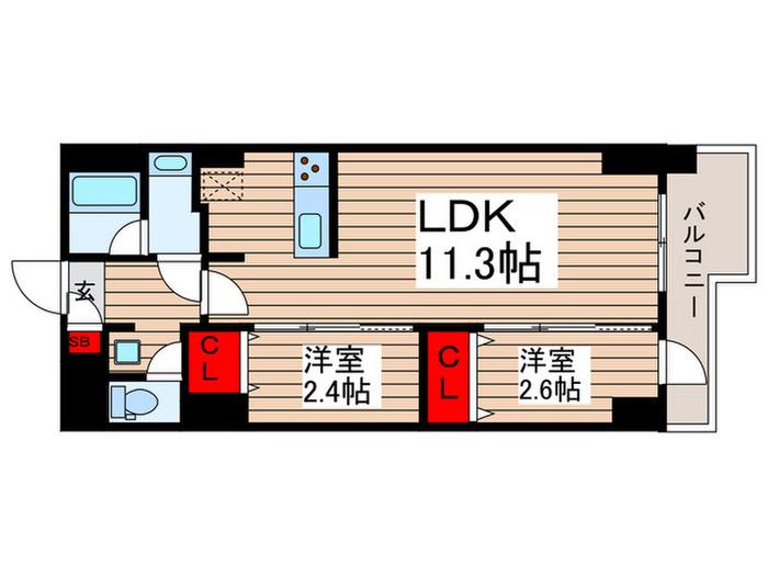 ドゥーエ曳舟(2LDK/4階)の間取り写真