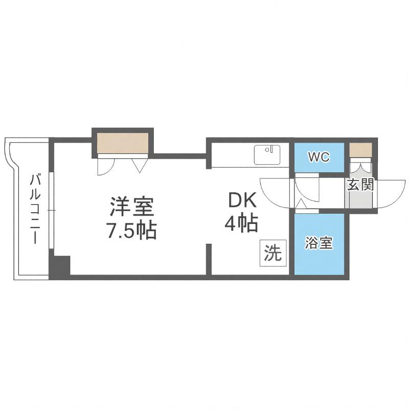 プレサント南5西9(1DK/9階)の間取り写真