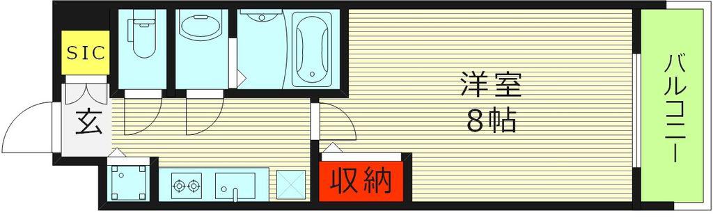 カーサレグラス城東セントラル(1K/8階)の間取り写真