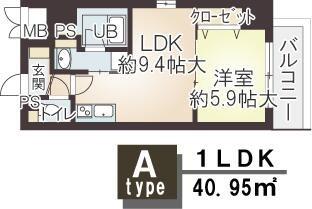 インテリジェンス御堂(1LDK/8階)の間取り写真