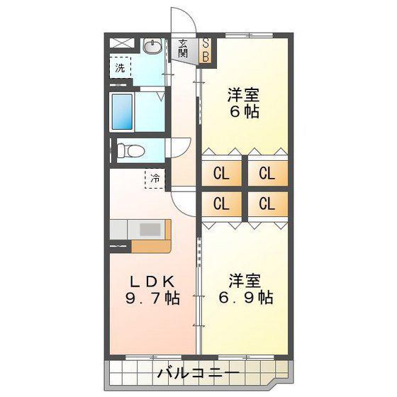 サンシャイン(2LDK/1階)の間取り写真