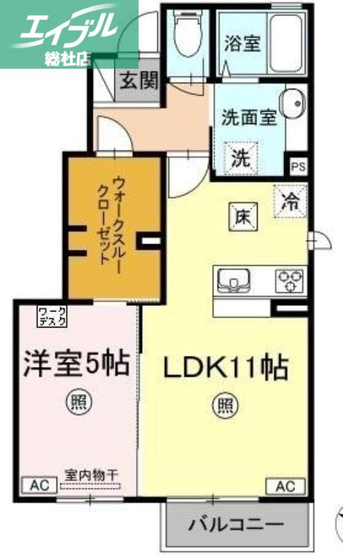 恵比寿III(1LDK/1階)の間取り写真