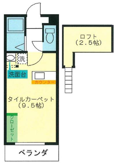 グリーンパレス京山C棟(1K/2階)の間取り写真