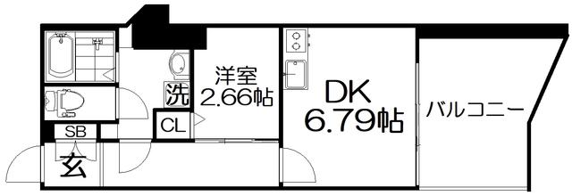 FLAT HOSHIDA(1DK/5階)の間取り写真