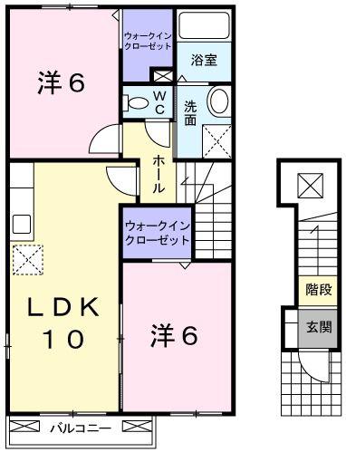 セゾン フラワー(2LDK/2階)の間取り写真