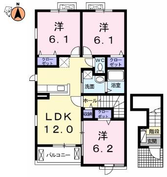 ブランジュ II(3LDK/2階)の間取り写真