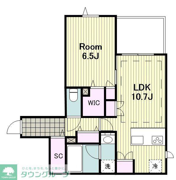 本町1丁目メゾン(1LDK/2階)の間取り写真