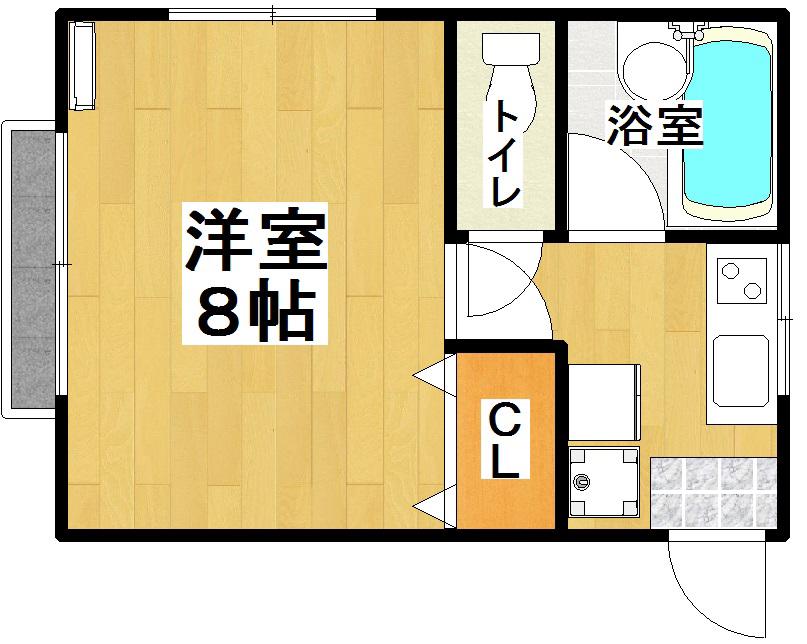 ラ・ポールA棟(1K/1階)の間取り写真