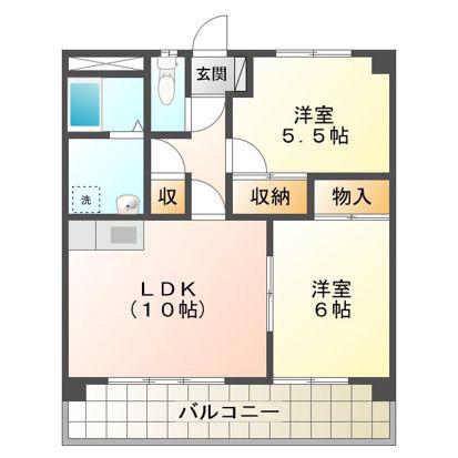 エスティ阪田(2LDK/1階)の間取り写真