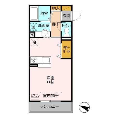 エヴァーラスティング千葉(ワンルーム/3階)の間取り写真