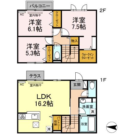 D-ROOM手城 A(3LDK/1階)の間取り写真