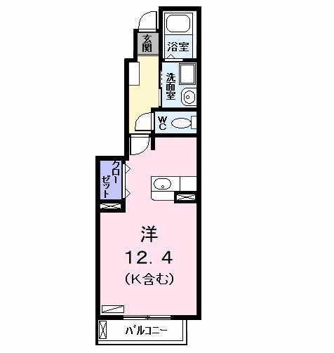 アンテノール(ワンルーム/1階)の間取り写真