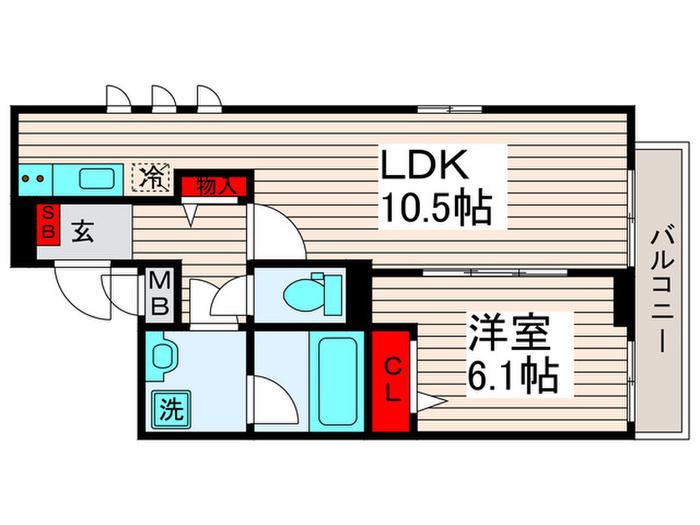 フォンテ クレラ(1LDK/4階)の間取り写真