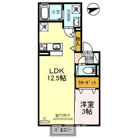 ベルメゾン(1LDK/1階)の間取り写真