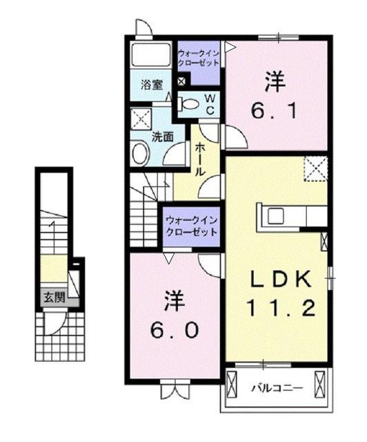 スリーアンジュ(2LDK/2階)の間取り写真