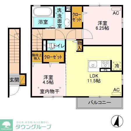 リノ B(2LDK/2階)の間取り写真