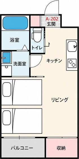 SUN生A号棟(1DK/2階)の間取り写真