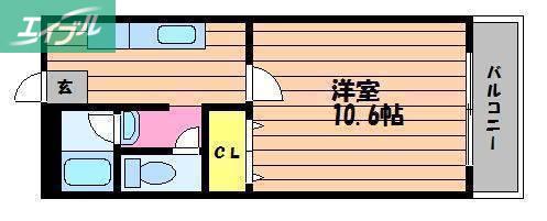 JRBハイツ倉敷駅前(1K/2階)の間取り写真