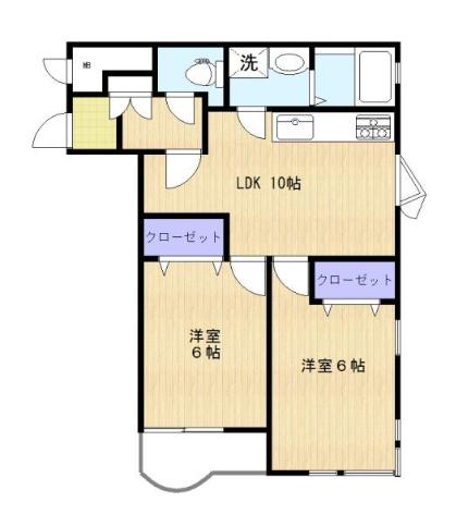 スカイプラザ久保中(2LDK/1階)の間取り写真