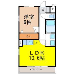 プリミエール桜(1LDK/2階)の間取り写真