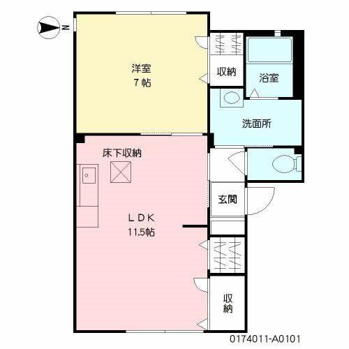 アコール(1LDK/1階)の間取り写真