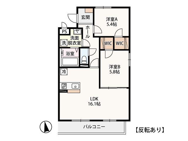 グランドゥールコーエー(2LDK/4階)の間取り写真