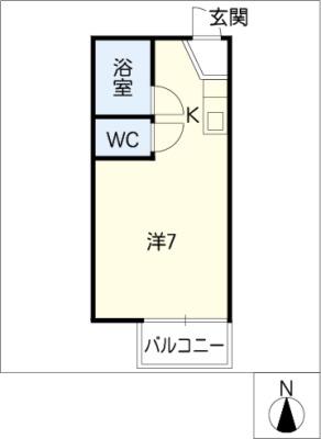 ホーリン原(ワンルーム/1階)の間取り写真
