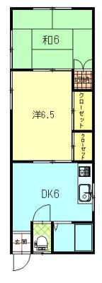 コーポユニ(2DK/2階)の間取り写真
