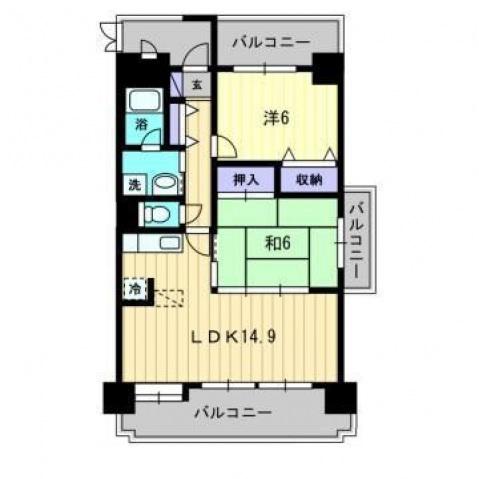 ジュピター(2LDK/4階)の間取り写真