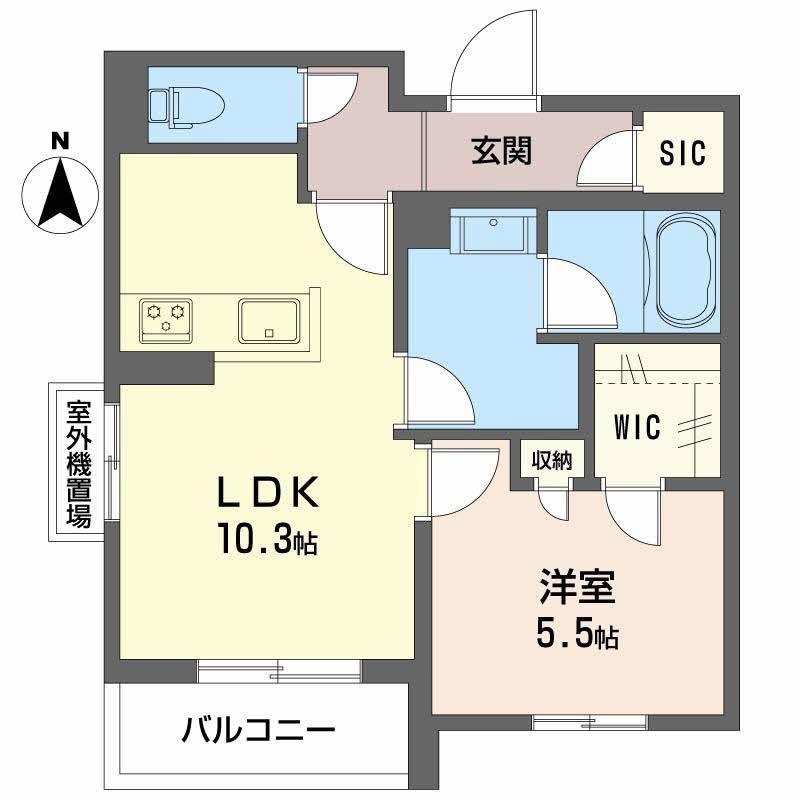 アルトポンテ ウーノ(1LDK/4階)の間取り写真