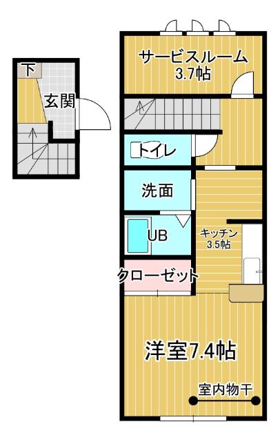 ヴィラ・ブランシェII(1LDK/2階)の間取り写真