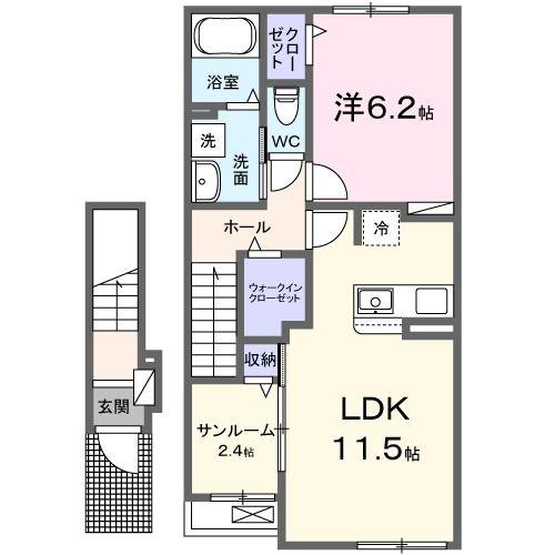 ストーンステージ水野(1LDK/2階)の間取り写真