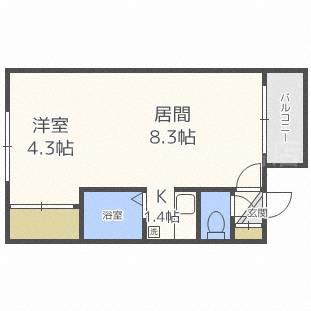 カサデューク平岸83(1LDK/3階)の間取り写真