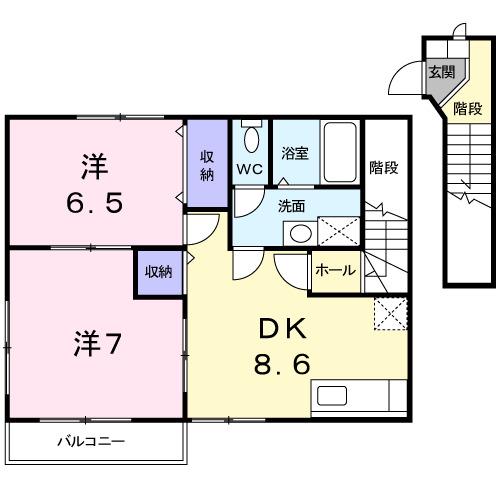 コート・ダジュールIII(2DK/2階)の間取り写真