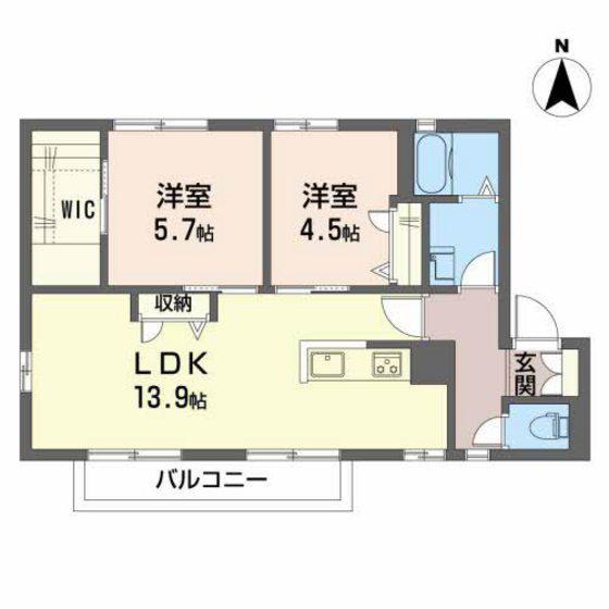 デミーオ城ヶ丘(2LDK/2階)の間取り写真
