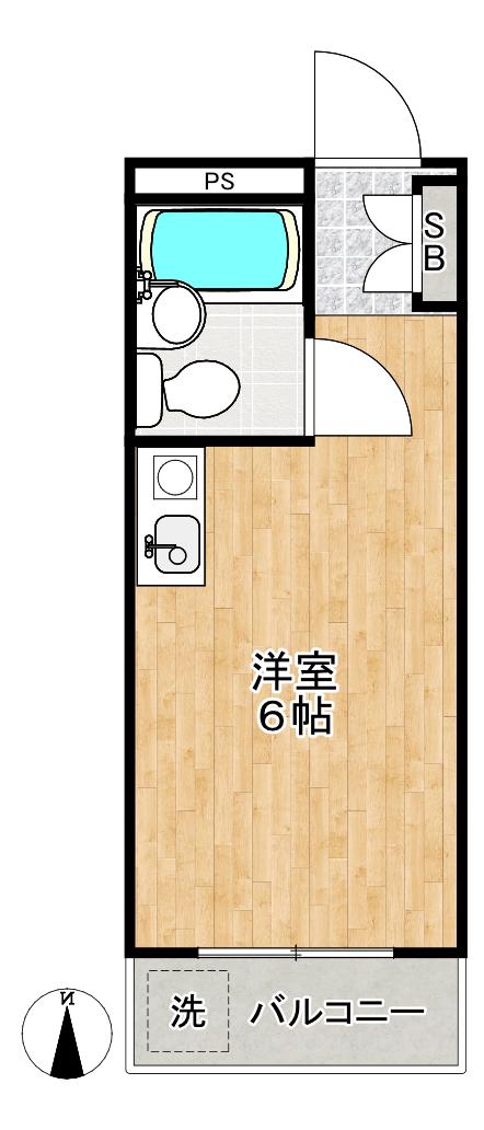 ハヤシエレガンス(ワンルーム/2階)の間取り写真