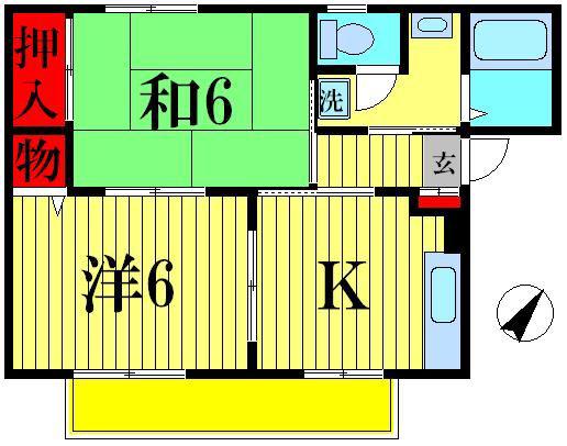モンピエス2(2K/2階)の間取り写真