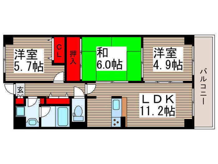 オークステイ清瀬(3LDK/5階)の間取り写真