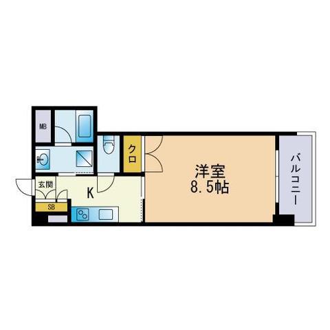 クラス博多駅南(1K/6階)の間取り写真