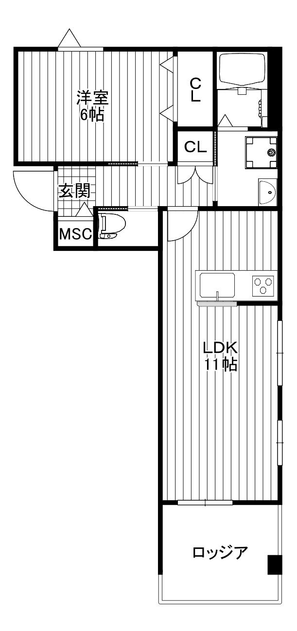 ヘーベルOS(1LDK/2階)の間取り写真