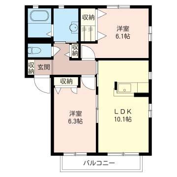 サンヒルズ湘南 B(2LDK/2階)の間取り写真