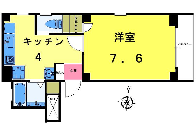 デュオクラルテ(1K/2階)の間取り写真