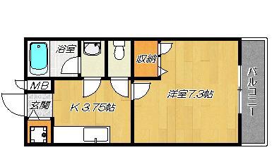 アルミュール桜ヶ丘 Ⅱ番館(1K/1階)の間取り写真