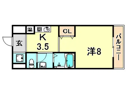 KS魚崎(1K/4階)の間取り写真